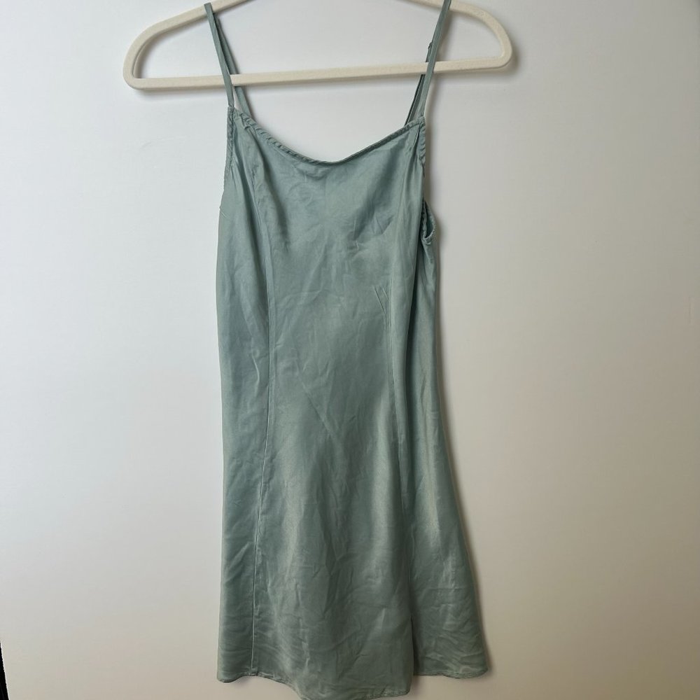 Free People Satin Slip Dress Blue Size
